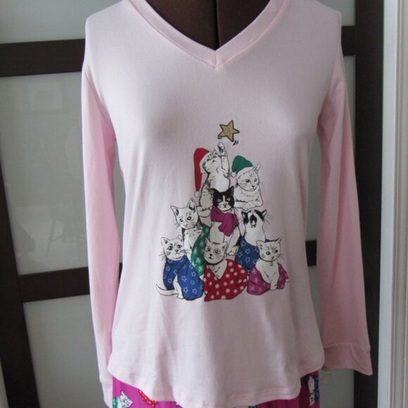 SIMPLE PLEASURES. WOMEN'S / GIRLS CAT PAJAMA SLEEP SET. SIZE SMALL. NWT. - Picture 6 of 10